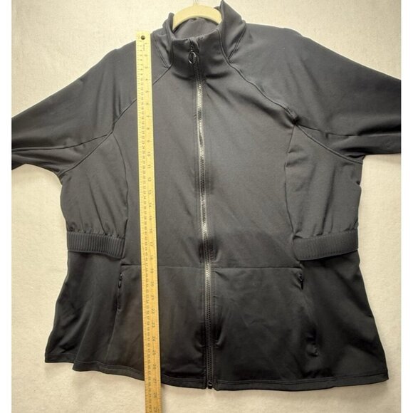 Fabletics Rosalia Performance Jacket Vented Sz 1X Black Activewear Thumbholes - Picture 9 of 9
